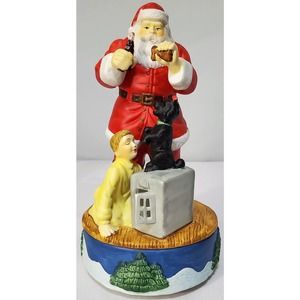 Vintage Coca Cola Santa Clause Town Square Collection 1996 working music box F7